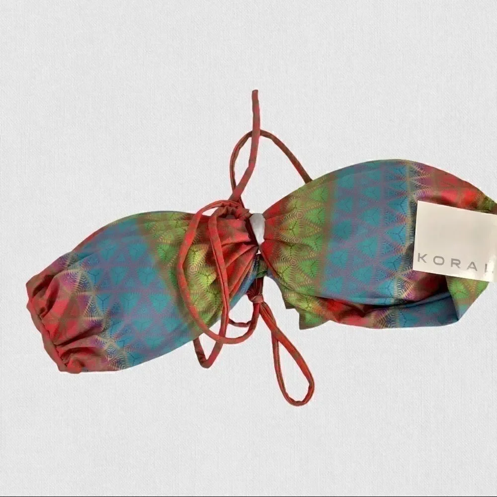 Koral Swim Bikini Top in Striped Geometric NWT